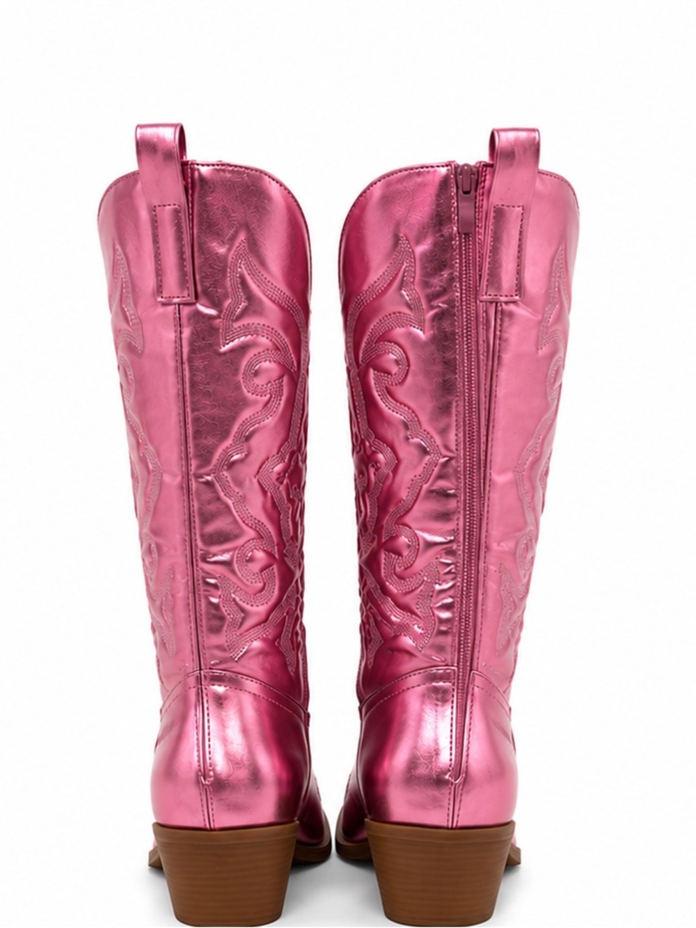 Nasty Gal Metallic Pink Western Knee-High Boots - Picture 2 of 4